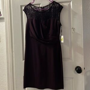 Calvin Klein Plum Lace Yoke Midi Dress